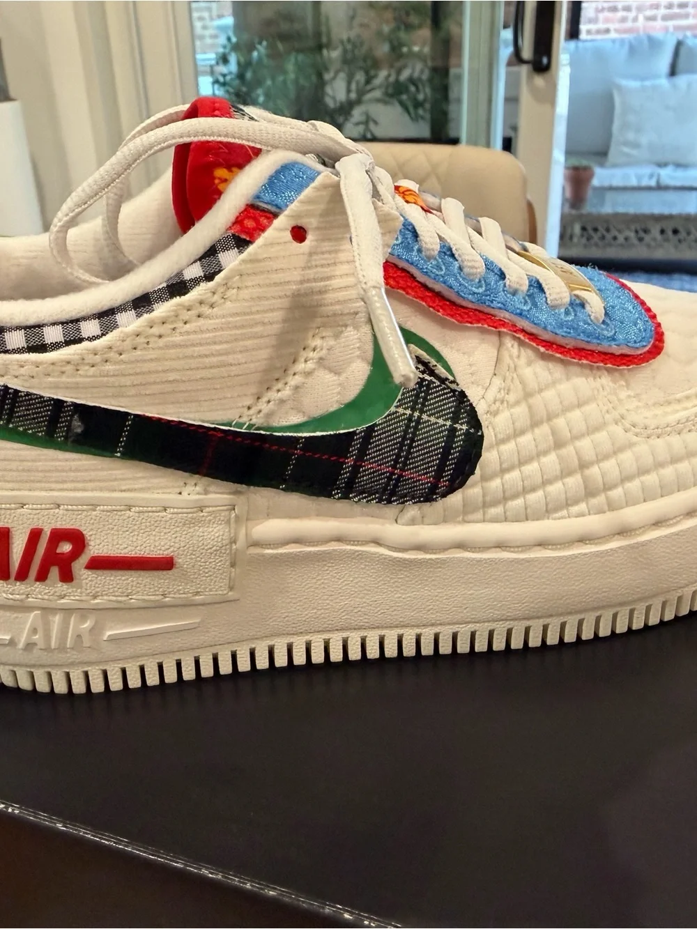 Nike Kids White Multicolor Patchwork Air Force Style Sneaker